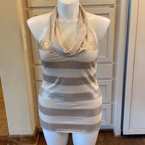 White House Black Market Sequin Sleeveless Blouse